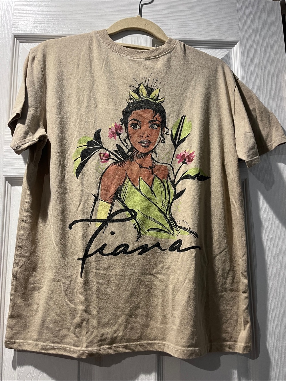 Target Tan Tiana Graphic Tee with Green and Pink Accents